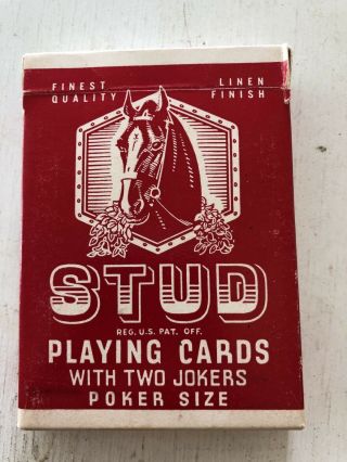 Vintage " Stud " Deck Of Playing Cards Red Deck Walgreens Drug Store 1970 