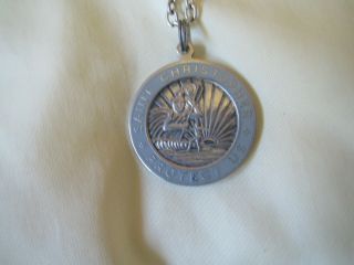 Vintage St.  Christopher Medal With Surfer Image,  Silver Plate?