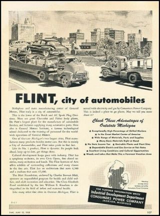 1950 Buick Flint City Of Automobiles Vintage Advertisement Print Art Car Ad J294