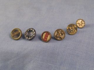6 Antique Victorian Buttons Button Sewing Box Vintage Craft All Different