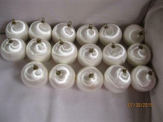 17 - Vintage White Satin On Styrofoam Christmas Ornaments For Tree Or Crafts