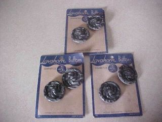Vintage Buttons On Display Cards - 3 Cards - 6 Buttons - New/old Stock