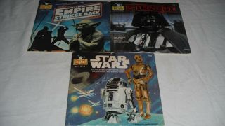 (3) Rare Read - Along Book & Records 33 1/3 Star Wars The Empire Strikes Back Rotj