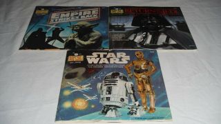 (3) Rare READ - ALONG Book & Records 33 1/3 STAR WARS The Empire Strikes Back ROTJ 5