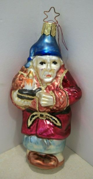 Rare Ebenezer Scrooge Hand Blown Glass Christmas Ornament Euc W/box 5 "