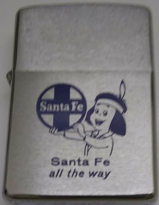 Vintage " Santa Fe All The Way " Zippo Lighter Silver Colored