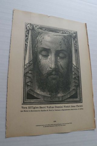 Antique Rare 1918 True Image Of The Holy Face Of Our Lord Jesus Christ