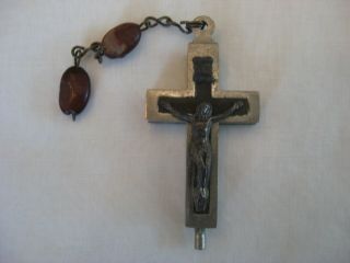 Antique Religious Crucifix From Rosary Opens Inner Compartment Roma Italy