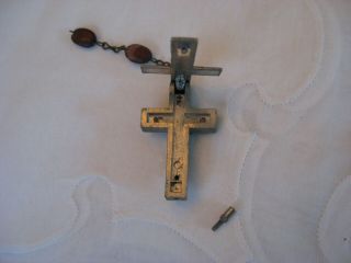 Antique Religious Crucifix from Rosary Opens Inner Compartment Roma Italy 3