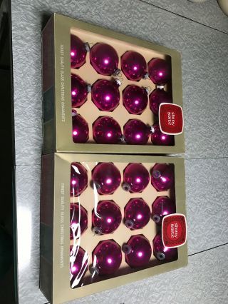 Vintage Shiny Brite Pink Glass Ornaments With Box.