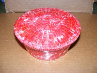 Vintage 1950’s Hommer Mfg N.  J.  Usa Red Marbled Plastic Sewing Box
