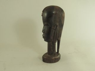 Vintage African Tribal Hand Carved Ebony Bust Sculpture Figurine 9 " Tall