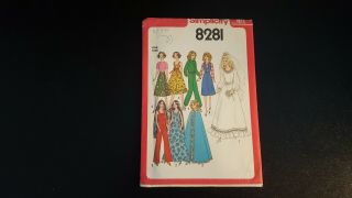 Vtg Simplicity Sewing Pattern 8281 Barbie Doll Clothes For 11 1/2 " Doll Uc Ff