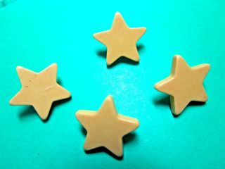 (4) Vintage 3/4 " 5 - Point Star Shape Gold Plastic Metal Shank Buttons (x885)