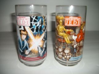 Set Of 2 Vintage 1983 Star Wars Return Of The Jedi Burger King Drinking Glasses
