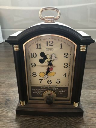 Mickey Mouse Walt Disney Musical Alarm Clock Seiko Mantel 7 Different Songs