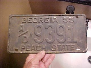 1955 Georgia Car License Tag Plate Neat
