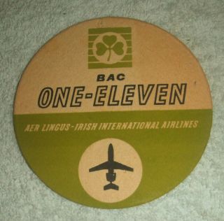 Aer Lingus 1960s Beer Drip Mat Advertising Bac One - Eleven Aircraft.