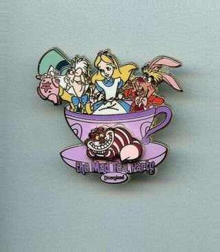 Disney Alice In Wonderland Mad Hatter Tea Party Hare Cheshire Cat Teacups Pin