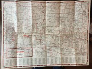 Vintage 1930 Cities Service Road Map of South Dakota 4