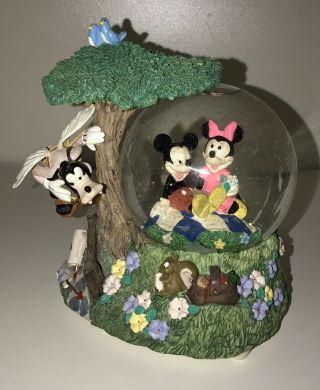 Disney Mickey Mouse Minnie Goofy Musical Snow Globe “let Me Call You Sweetheart”