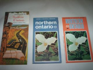 1967 Centennial & 1971 & 1973 Official Northern Ontario Canada Highway Road Maps