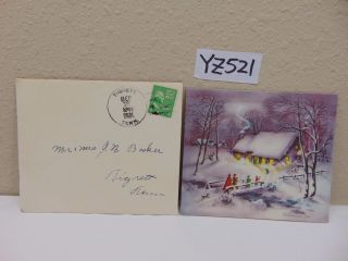 Vintage Christmas Card - Envelope - Stamp 1940 