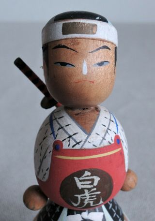 12cm (4.  7 ") Japanese Sosaku Kokeshi Doll " Byakkotai " : No Signed