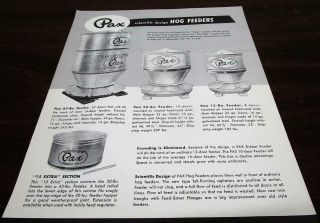 Vintage 1956 Pax Farm Hog Feeders Dealer Advertising Brochure C1