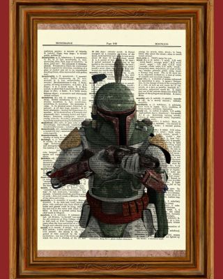 Boba Fett Star Wars Dictionary Art Print Book Picture Poster Collectible Gift