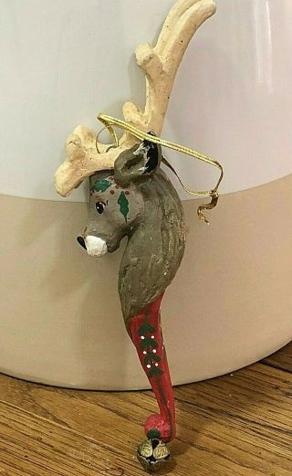 House Of Hatten Antler Reindeer With Bell Christmas Ornament