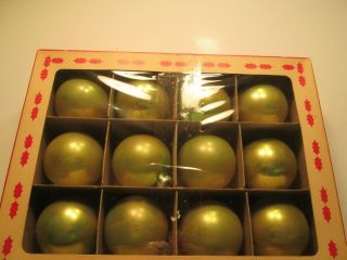 Vintage Coby Glass Christmas Tree Ornaments Box Of 12 Balls Nos
