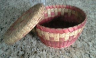 Passamaquoddy Native American Hand Made Sweet Grass Splint Ash Basket Maine
