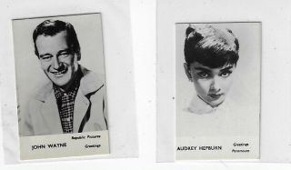 1956 Anonymous 2 Cards John Wayne Audrey Hepburn Annonymous Rare Set