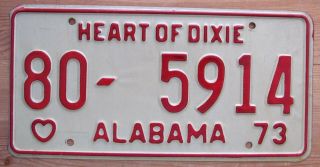 Alabama 1973 License Plate Quality 80 - 5914