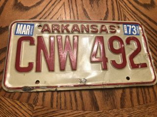 1973 Arkansas Vintage License Plate All Cnw 492 Tag