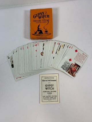 Vintage Gypsy Witch Fortune Telling Playing Cards Complete W/ Instructions H3