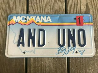 Expired Montana And Uno Stamped Vanity License Plate One For All