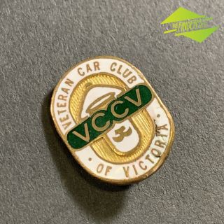 Vintage Veteran Car Club Of Victoria Enamel & Brass Badge Lapel Pin Automobilia