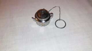 Vintage Silver Metal Teapot Tea Strainer Made In Occupied Japan - Ships
