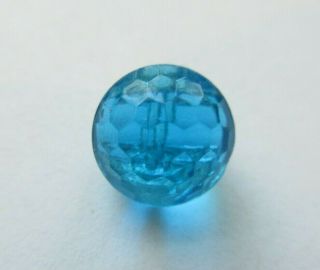 Gorgeous Antique Vtg Turquoise Blue Faceted Depression Glass Button 7/16 " (k)