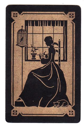 Deco Period Ladies Gold/black 4a Single Vintage Swap/playing Card
