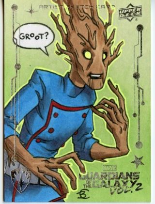 2015 Guardians Of The Galaxy Vol 2 Sketch Card - Bridgit Connell - Groot