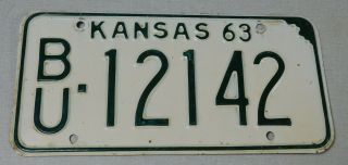 1963 Kansas Passenger Car License Plate Butler County