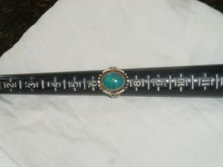 Vintage Turquoise & Sterling Silver Ring Native American Roping Sz 7.  5 12
