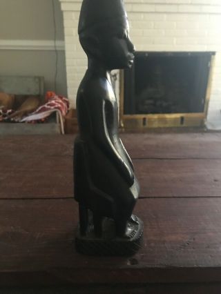 Vintage African Art Carved Wooden Tribal Head Statues Figures Set of 2,  16.  5” 3