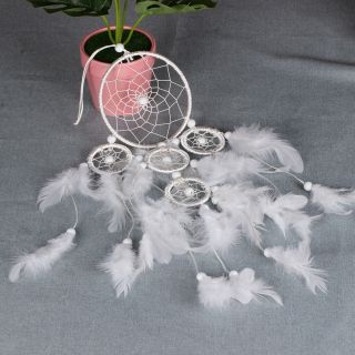Circle White Feather Dream Catcher with Fairy LED Lights Wall Ceiling Decor 7