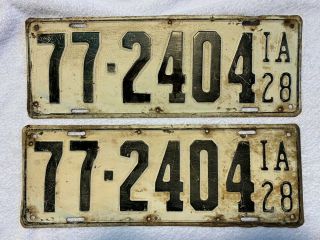 1928 Polk County Iowa Automobile License Plate Pair