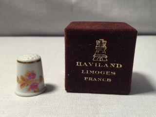 Vintage Haviland Limoges France Pink Rose With Gold Accents Thimble