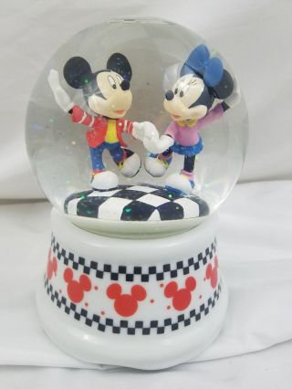 Vintage Disney Mickie & Minnie Mouse Musical Globe " Rock Around The Clock " 1981